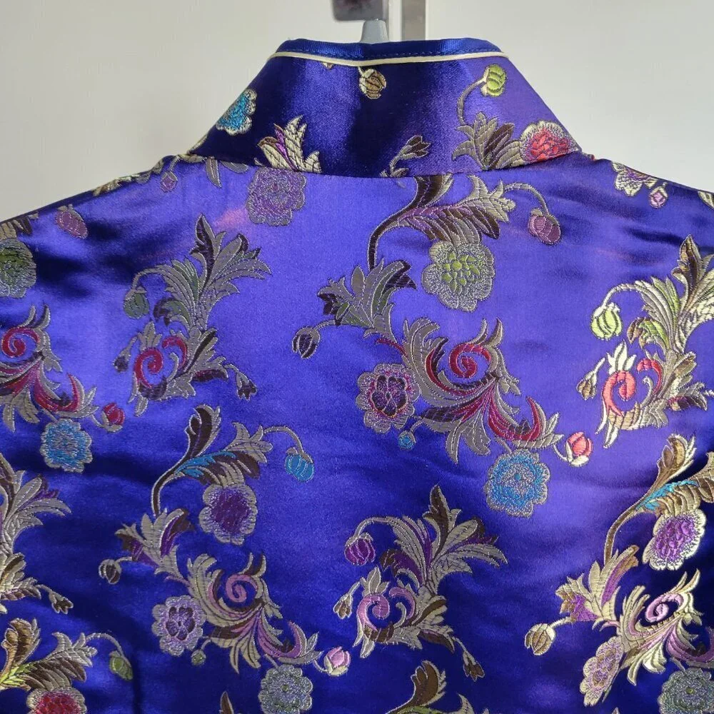 Tangyi Vintage Asian/Japanese Custom-made Floral Purple Dress (Size: S)